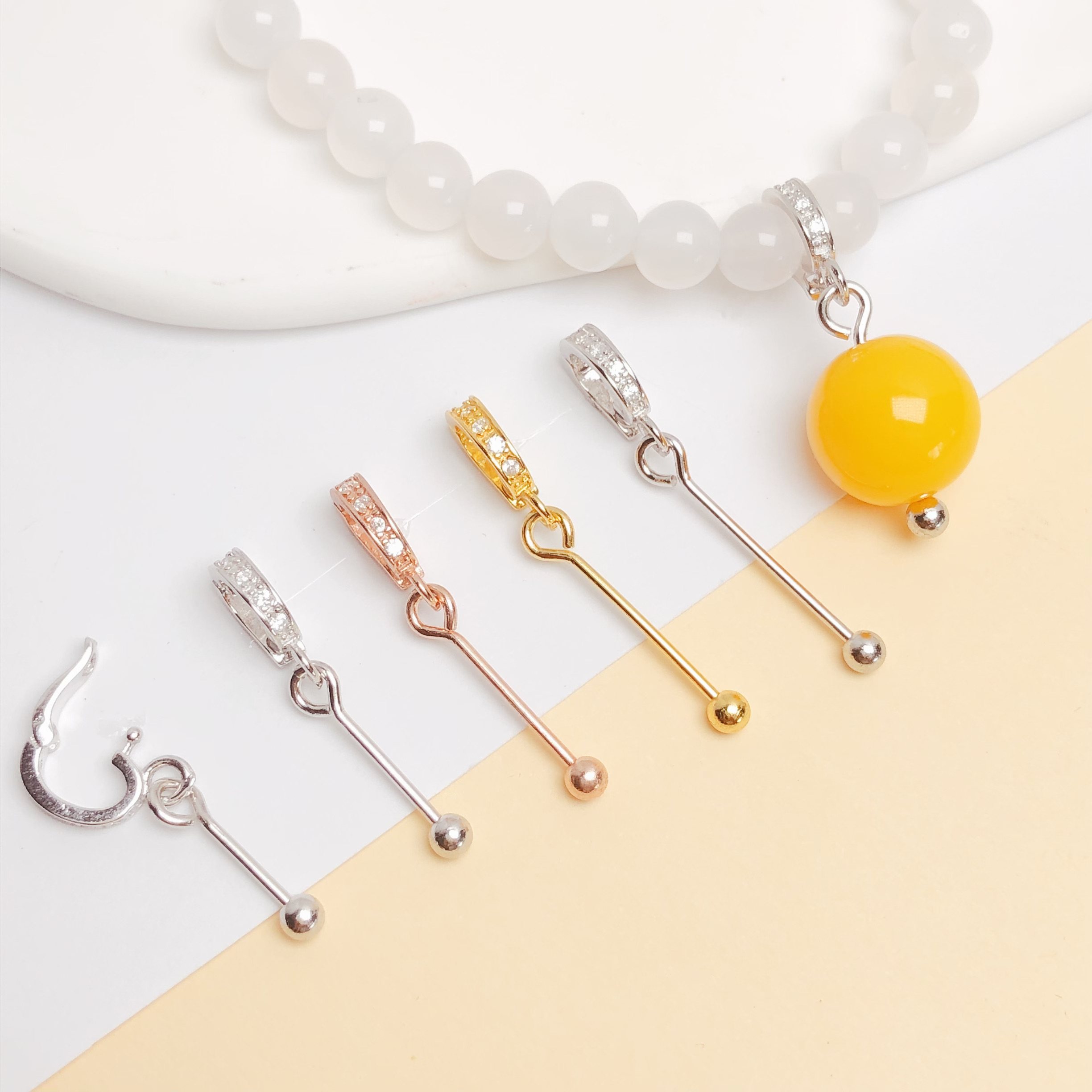 S925纯银镀18k珍珠吊坠扣转运珠路路通圆珠通孔扣diy开口扣配件,饰品/流行首饰/时尚饰品新,其他DIY饰品配件,淘宝优惠券,粉丝福利购,淘宝优惠卷