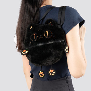 大英博物馆萌猫可爱毛绒公仔包斜挎包零钱圆饼包手机包生日礼物