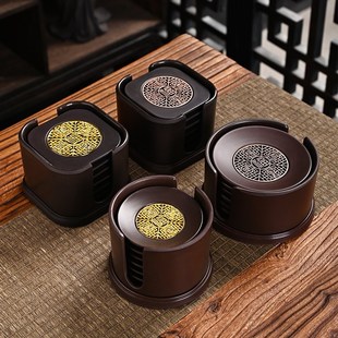 防烫垫收纳家用创意茶垫茶具零配件电木杯垫 五福古铜茶盘桌中式