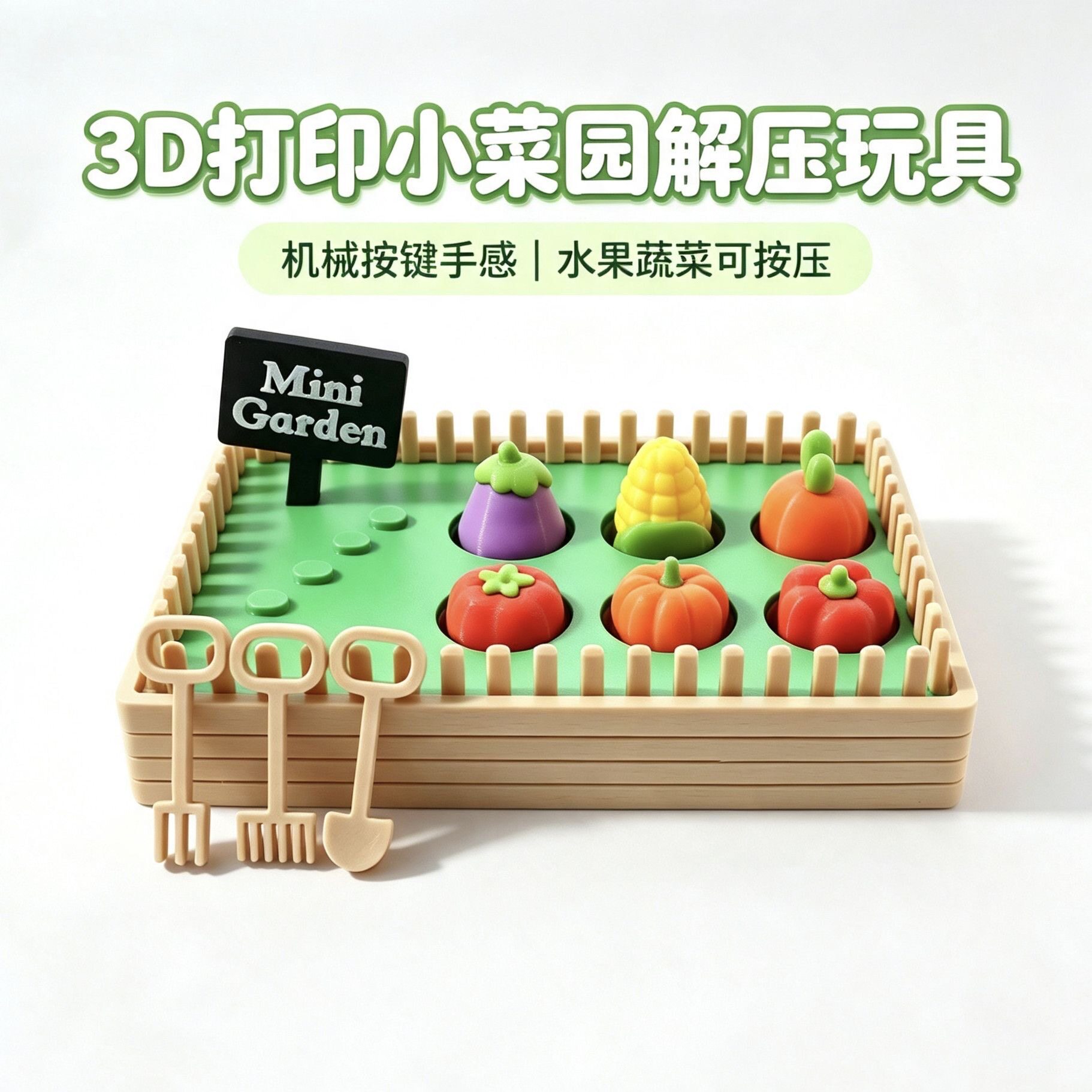 可爱迷你小菜园3D打印解压按键玩具水果蔬菜益智科普桌面摆件礼物