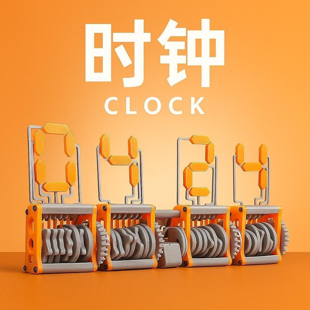 新品3D打印陀飞轮钟表美学机械时钟翻页钟表创意桌面趣味摆件礼物