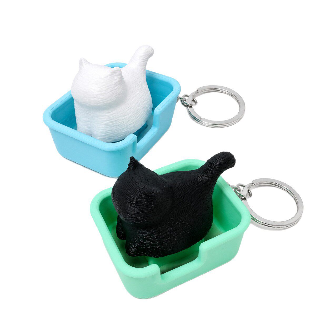 3D打印爆款猫砂盆猫咪钥匙扣按压点击玩具小猫造型创意减压礼品