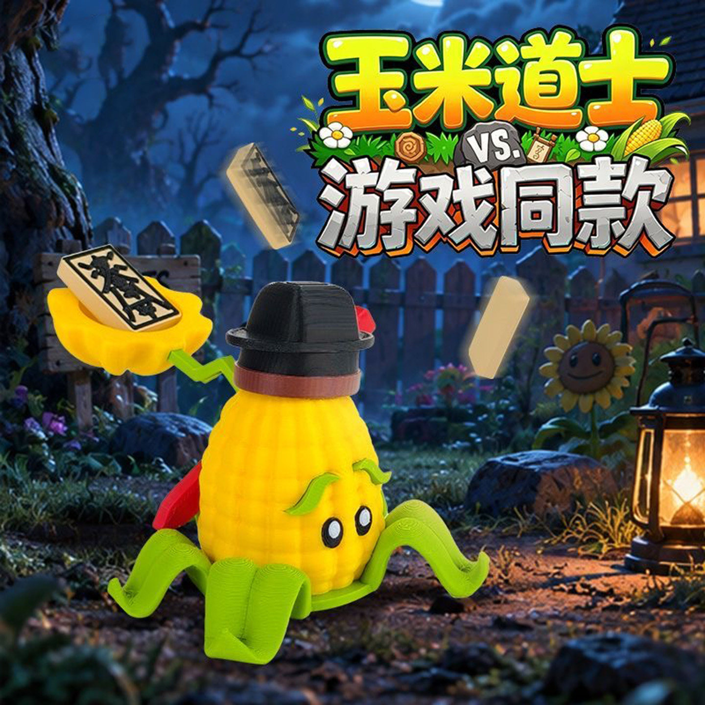 玉米道士恐怖版手办植物大战僵尸关节可动模型游戏周边桌面摆件