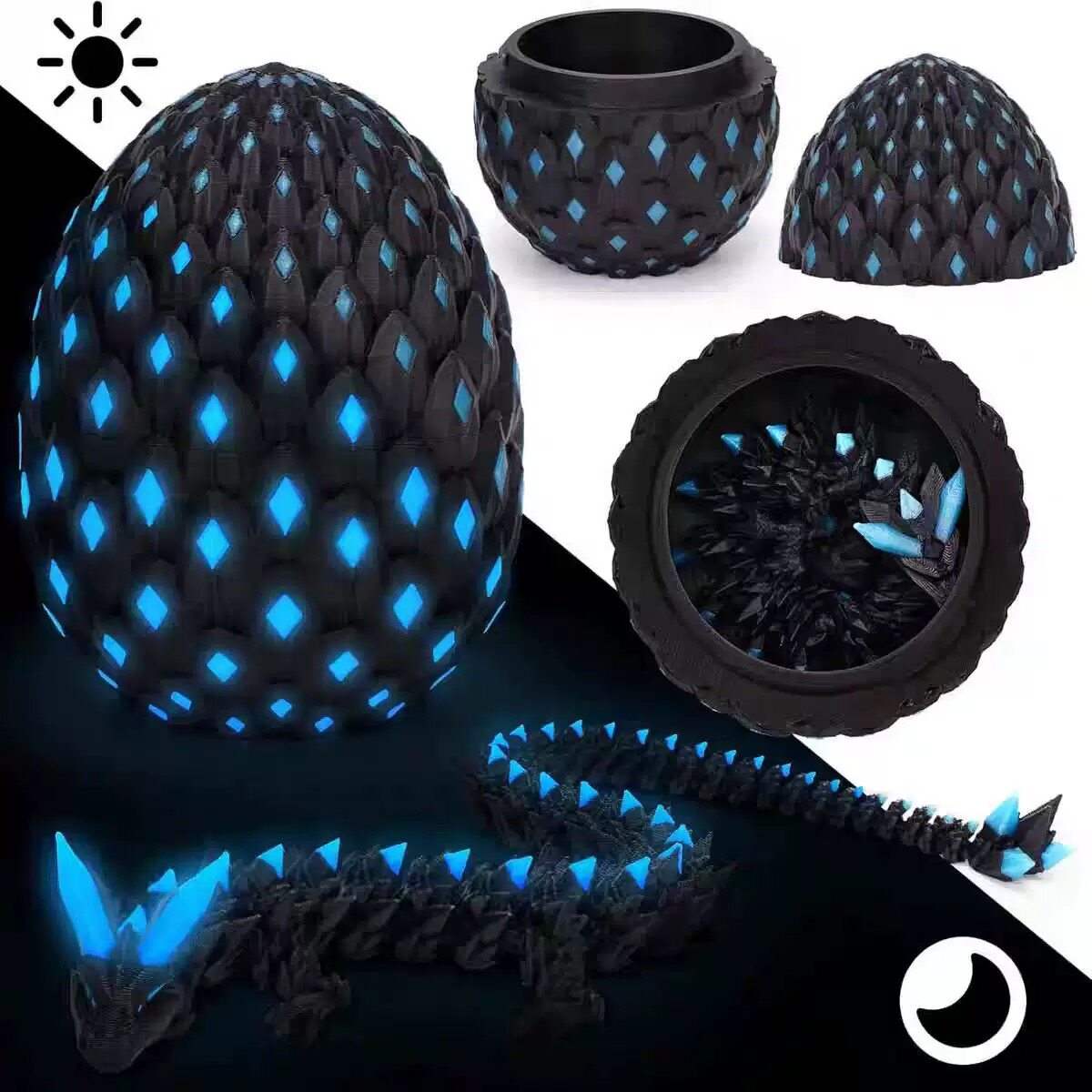 3D打印龙蛋发光艺术关节动物指尖玩酷炫魔法龙玩具摆件儿童生日礼