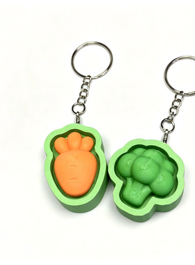 3D打印西兰花胡萝卜猫爪点击器指尖解压玩具便携钥匙扣创意礼物