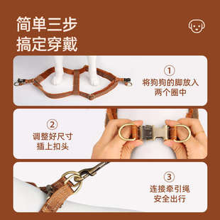狗狗牵引绳狗胸背工字型冬季加绒小型犬中型犬外出专用链子遛狗绳