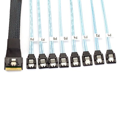 Slim SAS 40 SFF8654 8i转8*SATA数M据线12G内置服务器主板一拖