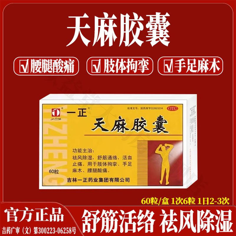 官方正品一正天麻胶囊祛风除湿舒筋通络活血止痛手足麻木腰腿酸痛