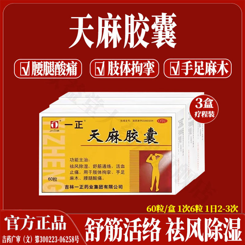 3盒 正品一正天麻胶囊祛风除湿舒筋通络活血止痛手足麻木腰腿酸痛