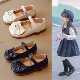 儿童皮鞋春秋新款女童鞋子软底小女孩单鞋百搭瓢鞋宝宝洋气豆豆鞋