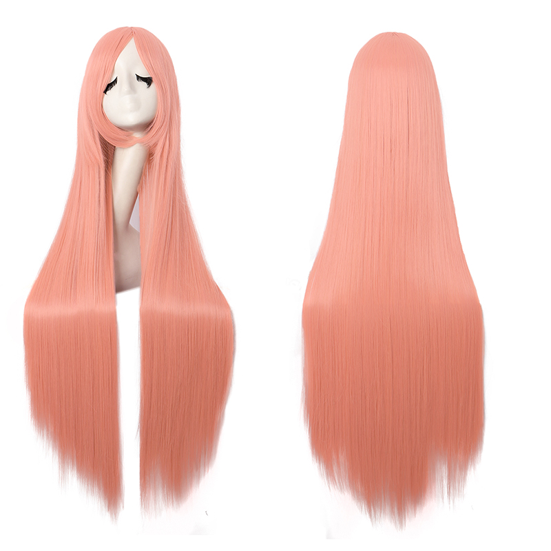 万用cos假发女长发动漫纯黑紫红彩色白色100超长直发假头发全头套