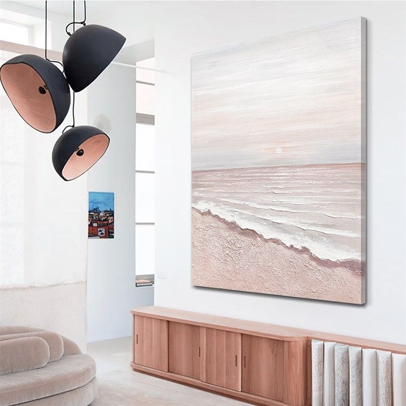 《蒸蒸日上》北欧粉色高级感少女心玄关油画风景客厅装饰画挂画,家居饰品,现代装饰画,淘宝优惠券,粉丝福利购,淘宝优惠卷