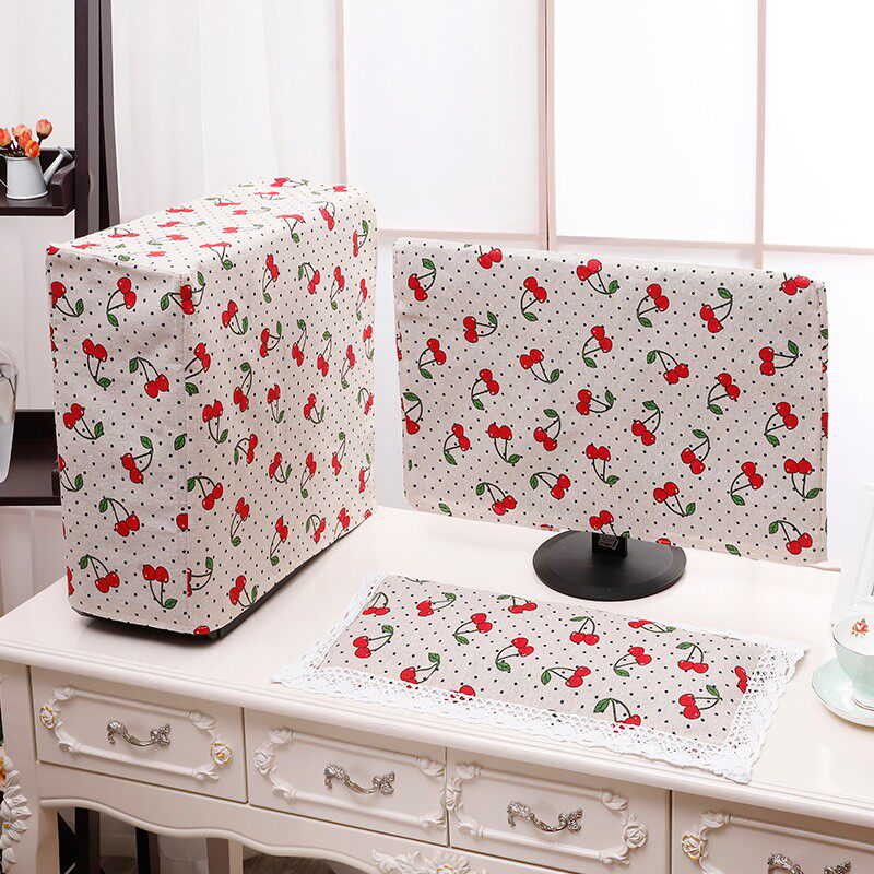 台式电脑套液晶电脑防尘罩主机键盘液晶显示器罩布艺田园防尘罩套