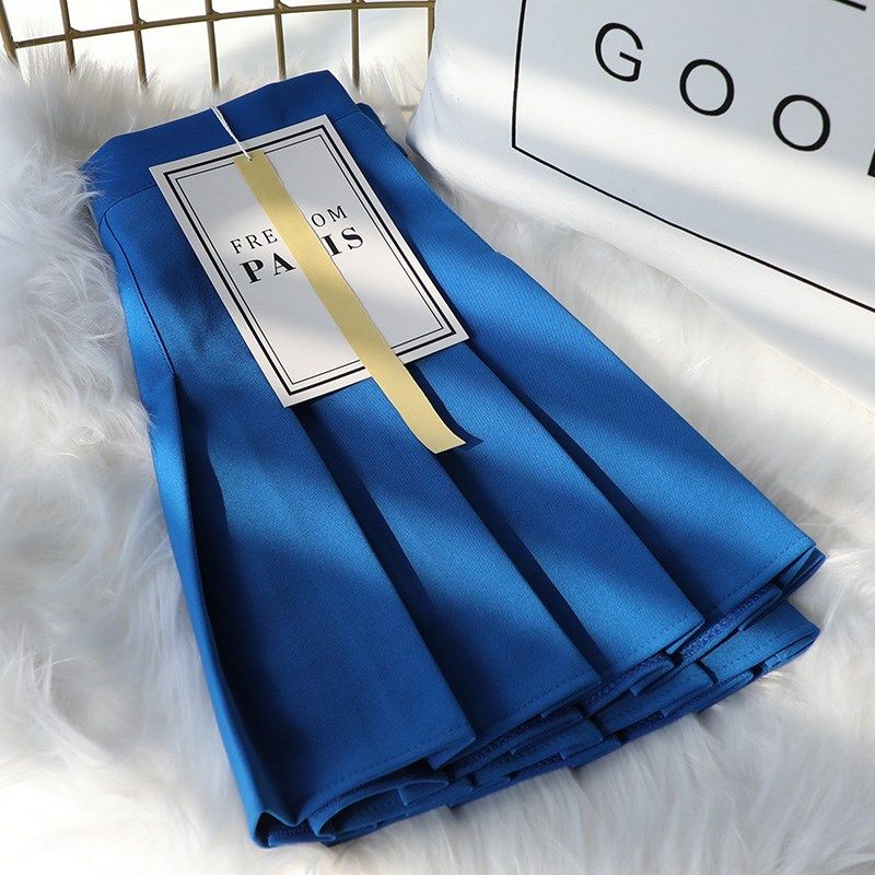 黄色百褶裙春夏款短款高腰a字显瘦学院风短裙女西装面料半身裙裤