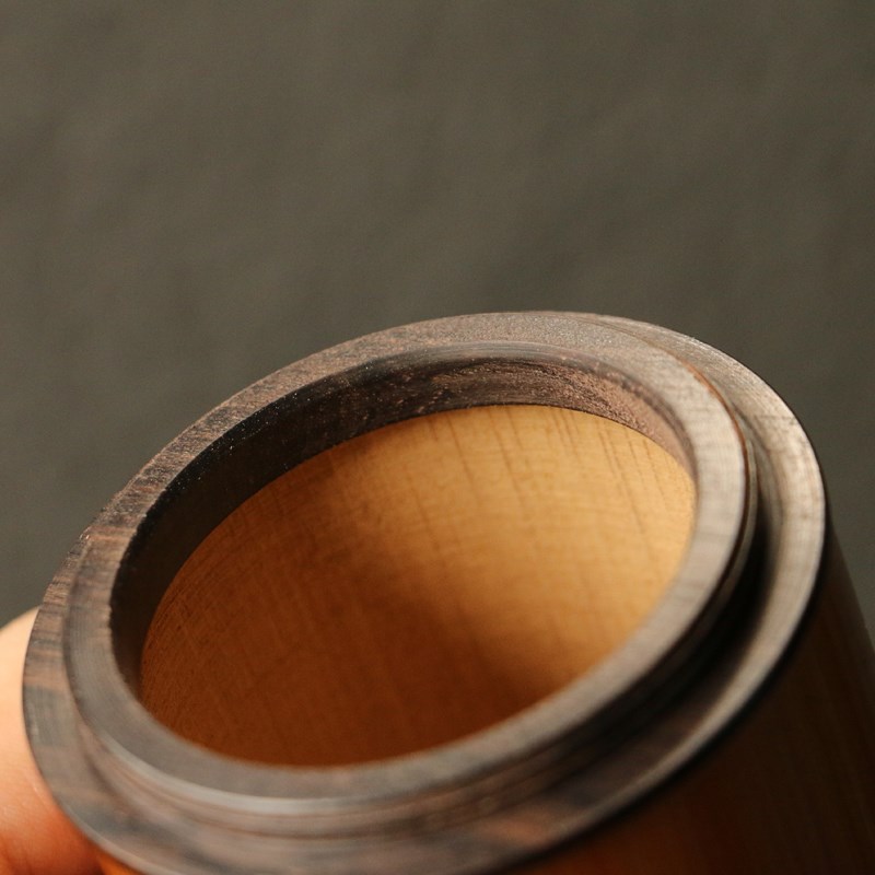 几十年老玉竹苏工精工制作黑檀木螺纹口茶叶罐茶仓把件茶道茶具竹