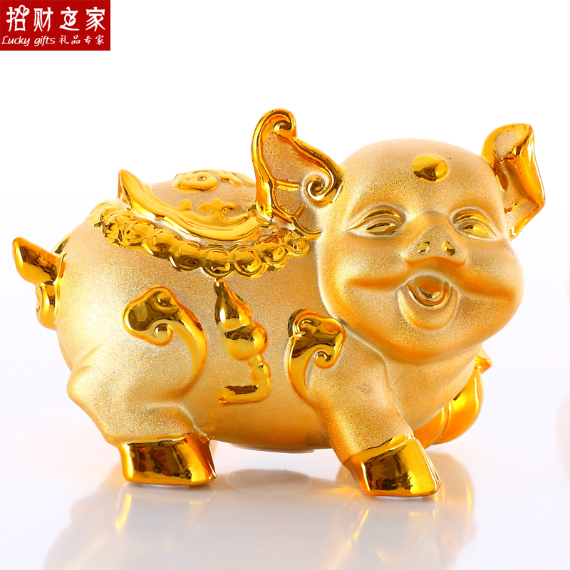 陶瓷金猪储蓄罐招财纳福大号中号土豪金摆件创意开业客厅结婚礼物