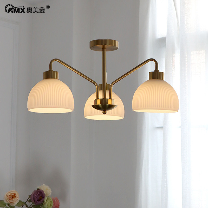 美式大气客厅吸顶灯高档铜色卧室餐厅房间铁艺创意玻璃网红艺术灯,家装灯饰光源,餐厅/卧室/书房吸顶灯,淘宝优惠券,粉丝福利购,淘宝优惠卷