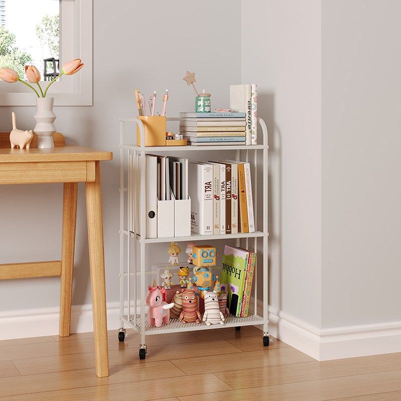 儿童书架书桌旁落地多层搁板简易置物架可移动零食玩具储物收纳架