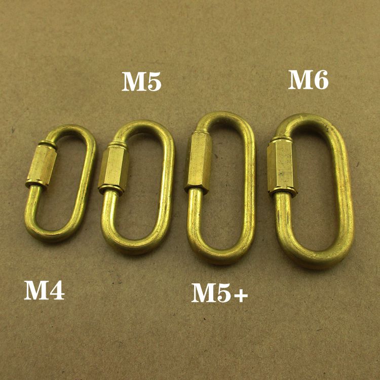 纯黄铜保险扣登山扣汽车钥匙扣狗链扣螺母锁扣攀岩快速挂扣连接环