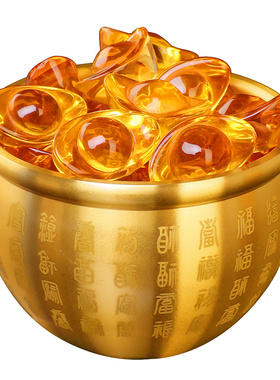 黄铜米缸聚财百福招财纯铜缸罐小缸聚宝盆铜缸财富缸招财桌面摆件