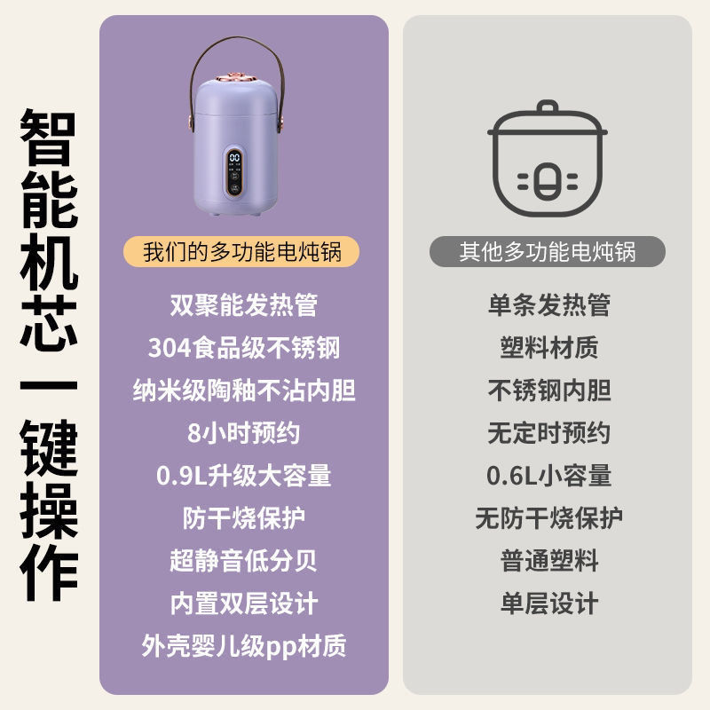 迷你便携式电炖锅煮粥神器家用多功能智能小炖煮锅煲汤熬粥电炖