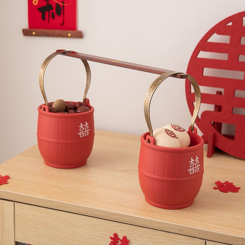 吾家婚品结婚婚庆用品子孙桶出嫁用喜字装饰摆件娘家陪嫁嫁妆喜桶