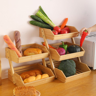 置物架家用厨房水果篮蔬菜零食收纳架多层落地台面储物架桌面收纳