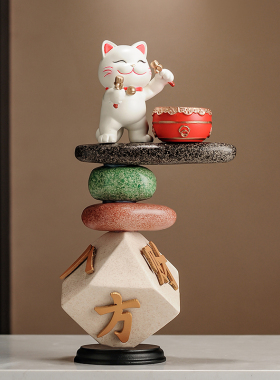 八方来财时来运转招财猫摆件办公室酒柜装饰品乔迁店铺开业礼品