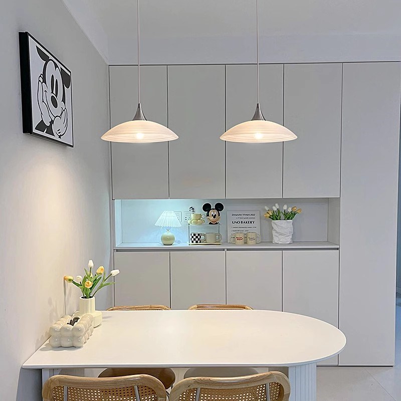 包豪斯餐厅吊灯日式复古创意水纹玻璃吊灯奶油民宿吧台餐桌饭厅灯