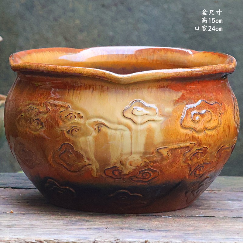 手工刻花粗陶花盆陶瓷大高透气紫砂盆绿植大高花卉陶罐多肉植物盆