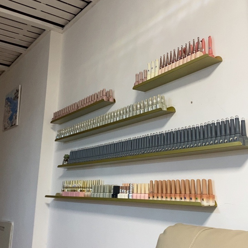 一字隔板指甲油胶展示架子墙上壁挂式美甲店化妆品装饰铁艺置物架