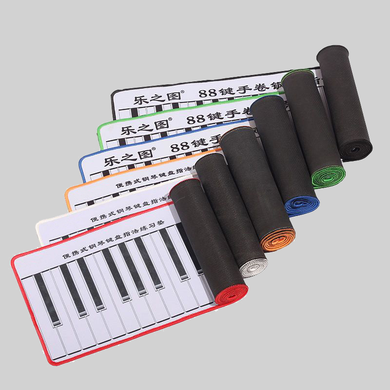 88键钢琴键盘练习垫便携式指法练习垫可携带88键手卷钢琴键盘图纸