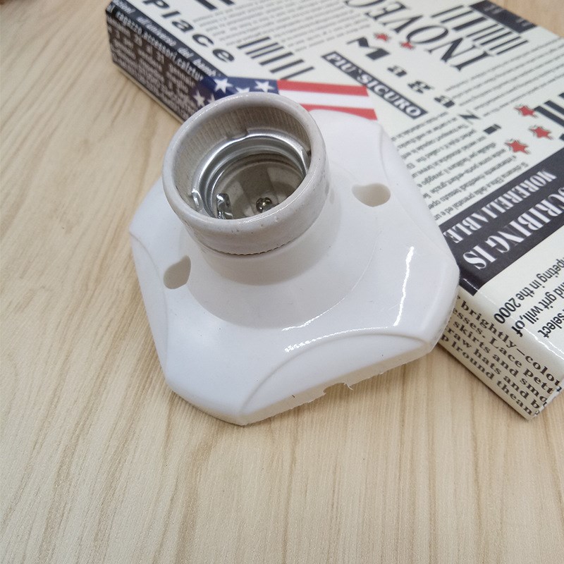 方圆形耐高温螺纹口灯头座e27灯座明装家用平装式吸顶LED灯泡底座