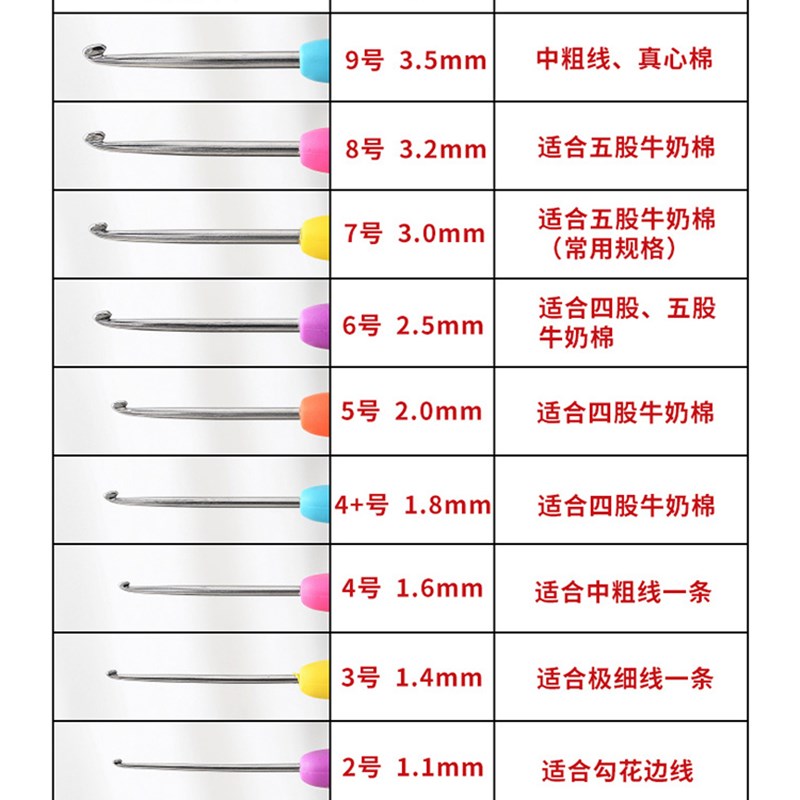 可钩牌钩针 diy毛线玩偶帽子工具防滑手柄不锈钢针头潮州前陇勾针
