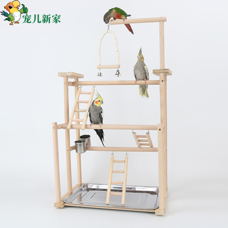 实木鹦鹉娱乐场大型站架子攀爬梯云梯秋千吊环鸟玩具站台站杆云梯