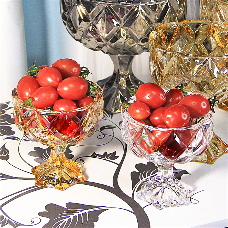 网红水果盘玻璃水晶果盘客厅高脚精致漂亮餐具甜品碗水晶碗玻璃碗