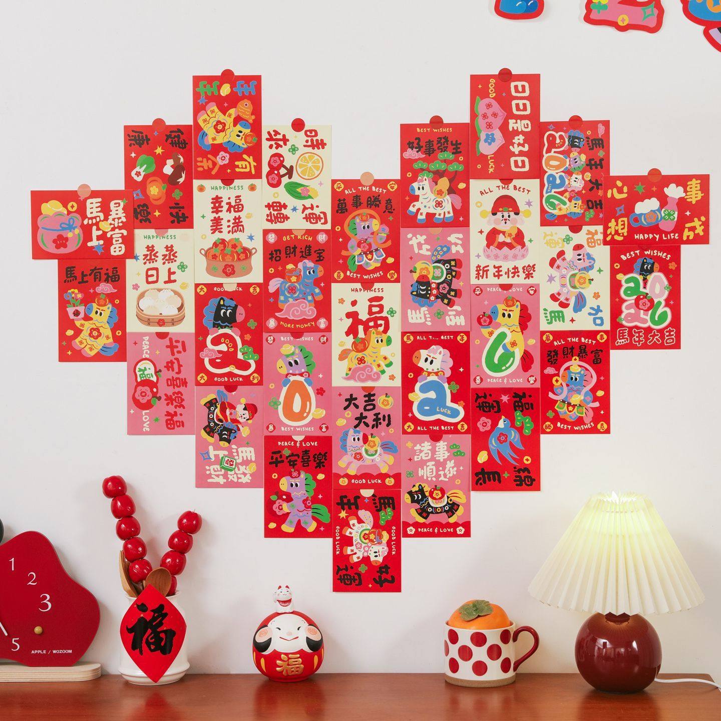 2026马年好运新年装饰背景墙卡片装扮春节喜庆氛围感布置贺卡墙贴,文具电教/文化用品/商务用品,便签本/便条纸/N次贴,淘宝优惠券,粉丝福利购,淘宝优惠卷