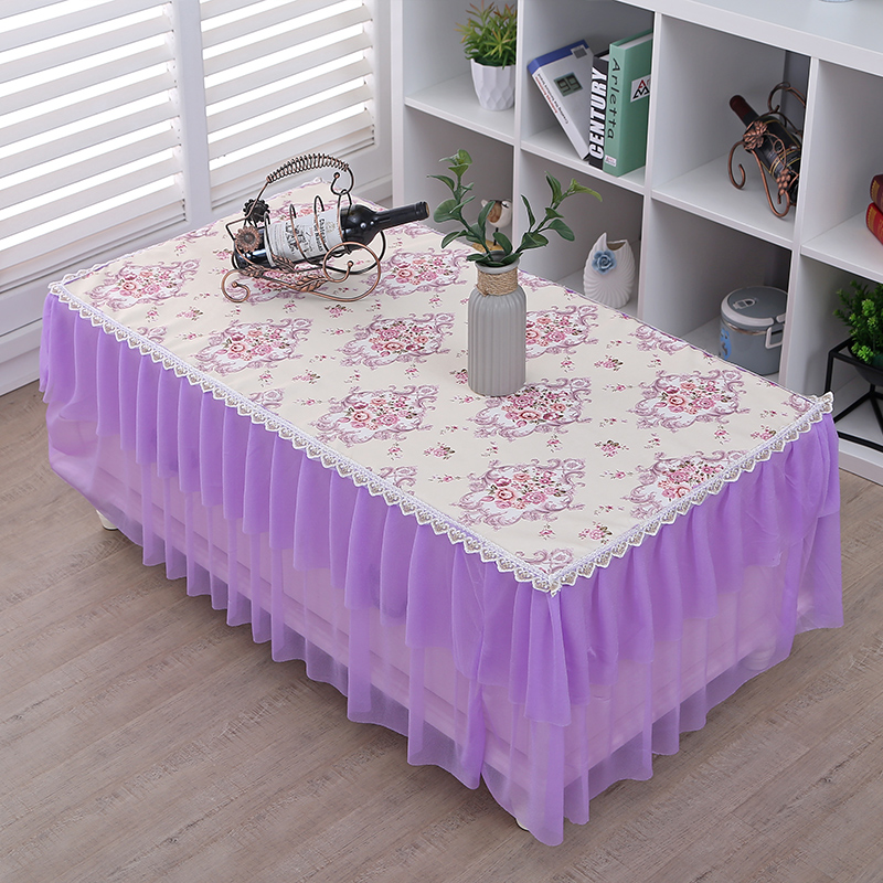茶几桌布客厅茶几套茶几罩防滑蕾丝防尘罩长方形电视柜罩子床盖布