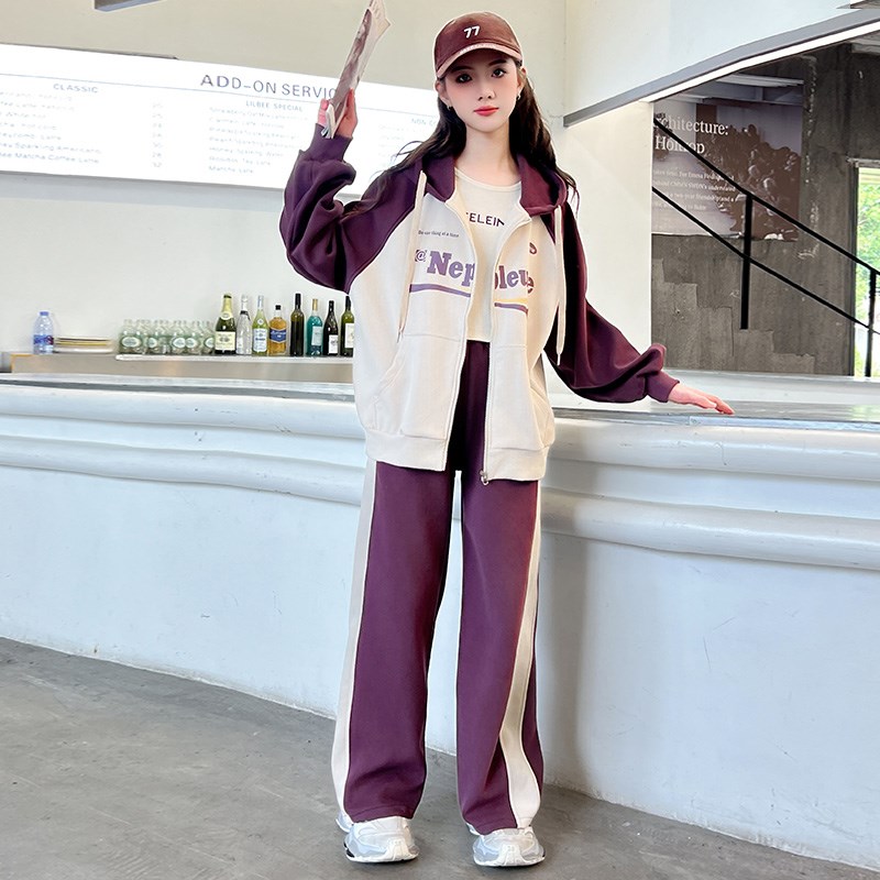 女童秋装2024新款套装儿童洋气网红时髦中学生春秋大童女装两件套