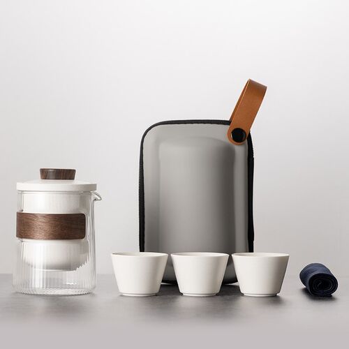 玻璃旅行茶具套装简约泡茶壶一人单人户外便携快客杯陶瓷功夫茶具