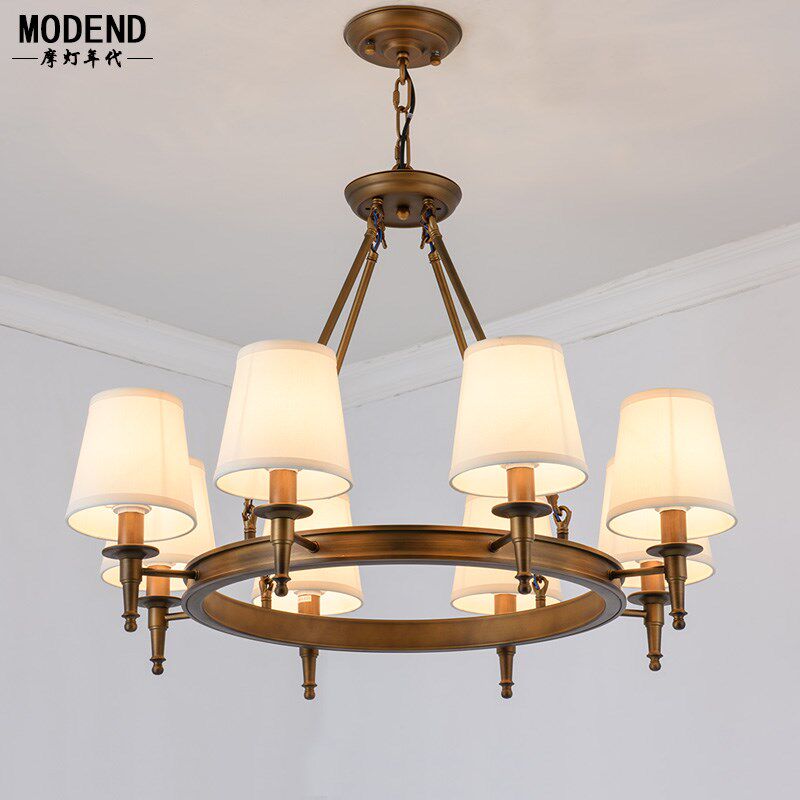 美式乡村客厅吊灯简约温馨主卧室餐厅铁艺田园灯欧式大气书房吊灯