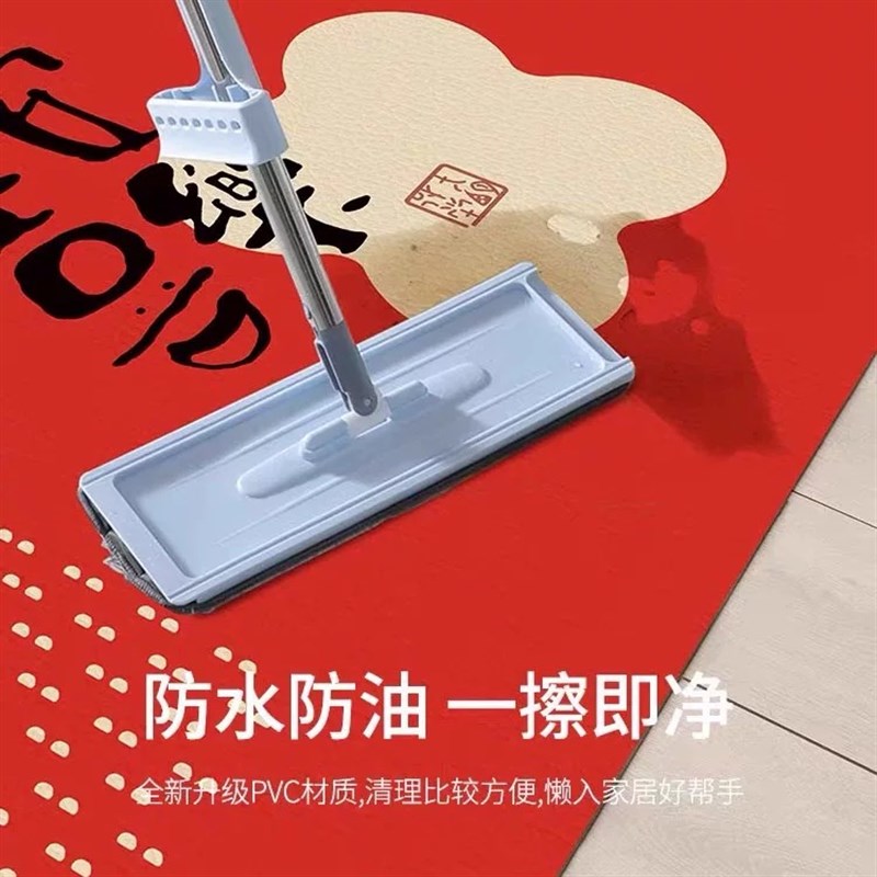 新年喜庆红色门垫线条小狗皮革入户地垫PVC可擦洗脚垫耐脏 可裁剪
