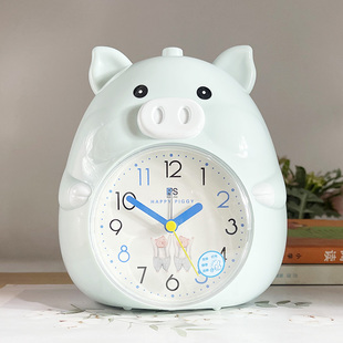 可爱双闹铃夜灯静音升级儿童会说话卡通学生时钟床头卧室小猪闹钟