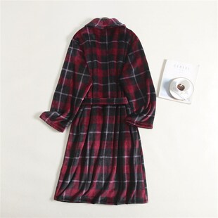 男式秋冬季长款保暖珊瑚绒长毛绒毛茸茸面料睡衣睡袍