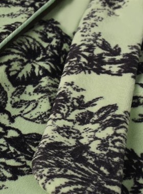 IIZZINI 2024睡袍女冬季长袖薄绒珊瑚绒国风余容花中长款奢华浴袍