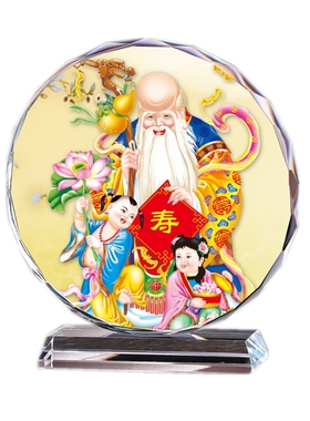 寿星公公水晶摆件工艺品寿桃桌面装饰摆设手工送老人长辈高档礼品