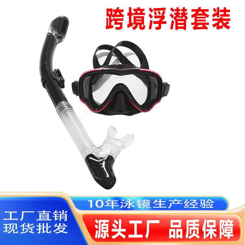 跨境潜水面罩护鼻一体浮潜装备全干式呼吸管浮潜大框高清泳镜套装
