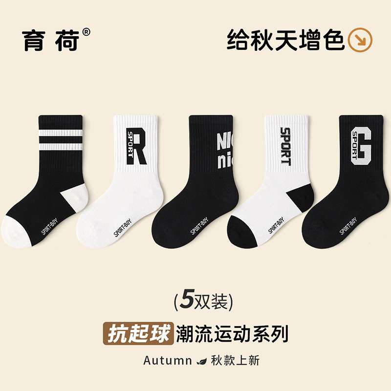 儿童袜子秋冬款棉男童中大童男宝韩版幼儿春秋款韩系运动中筒袜