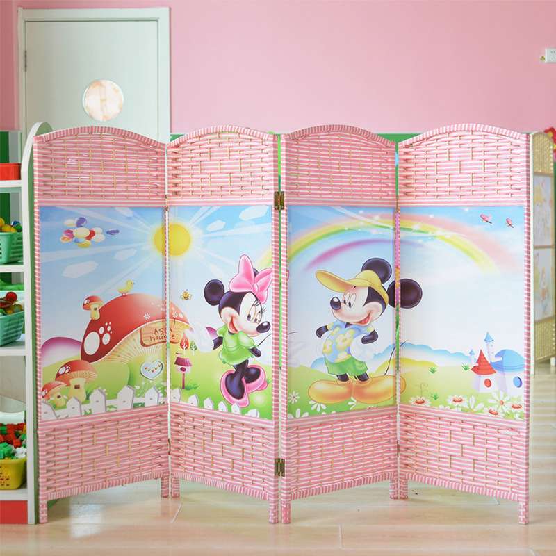 卡通简约家居屏风幼儿园隔断可移动折叠简易客厅油布画厂家