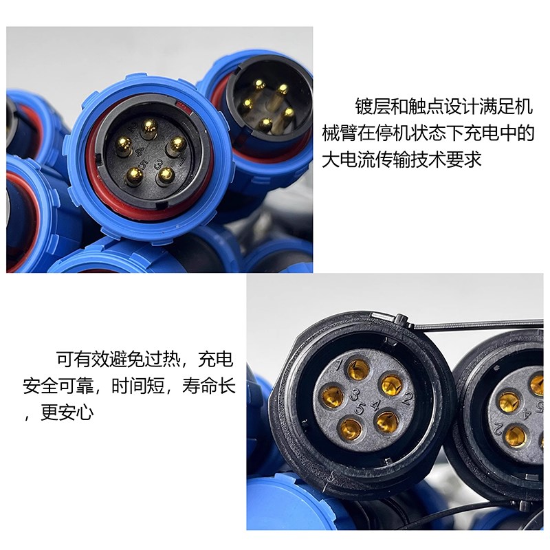 挖掘机电控抓夹木器配件5芯大小臂线接电磁阀线束航空插头连接头